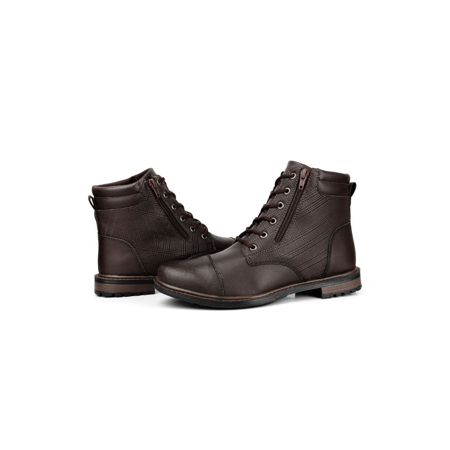 Coturno Damers Masculino Trama Zíper Lateral Marrom