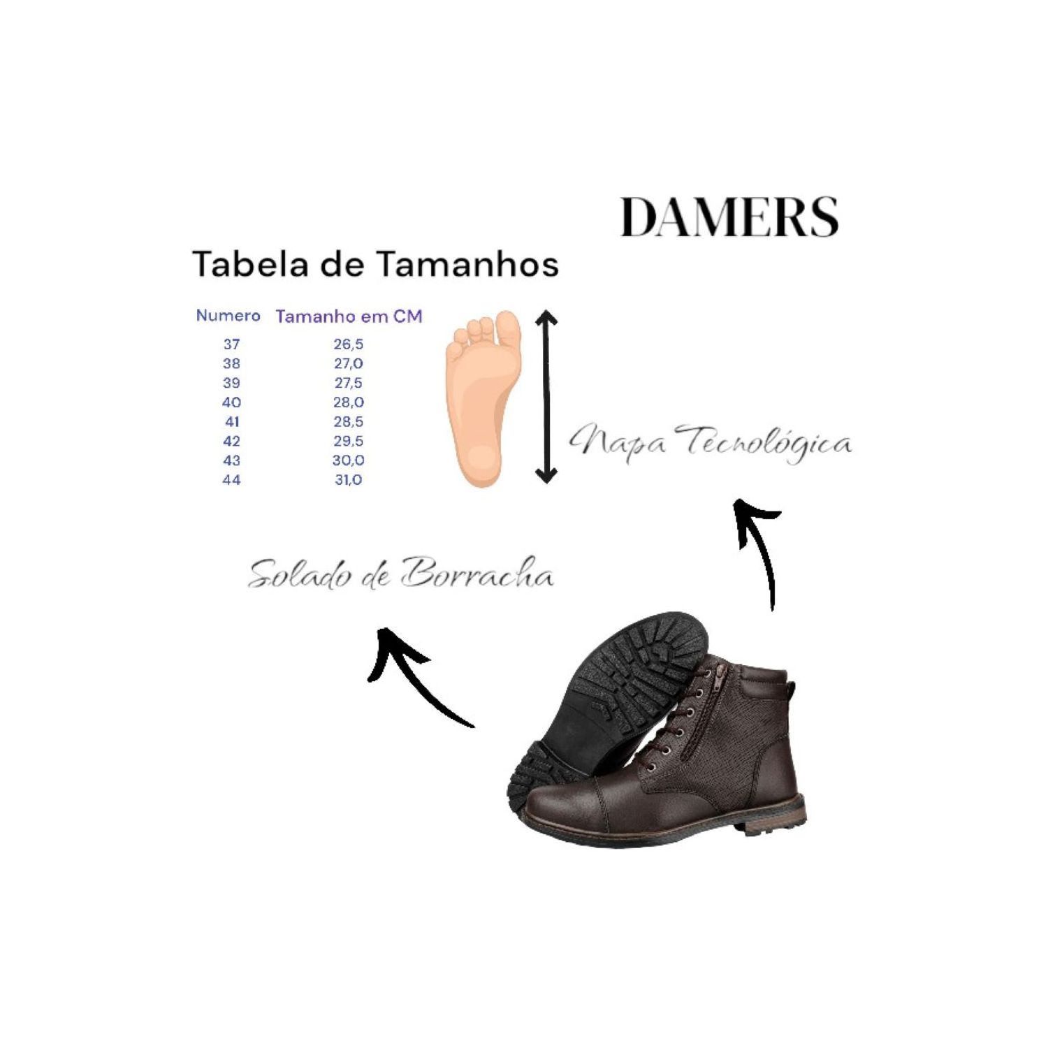 Coturno Damers Masculino Trama Zíper Lateral Marrom