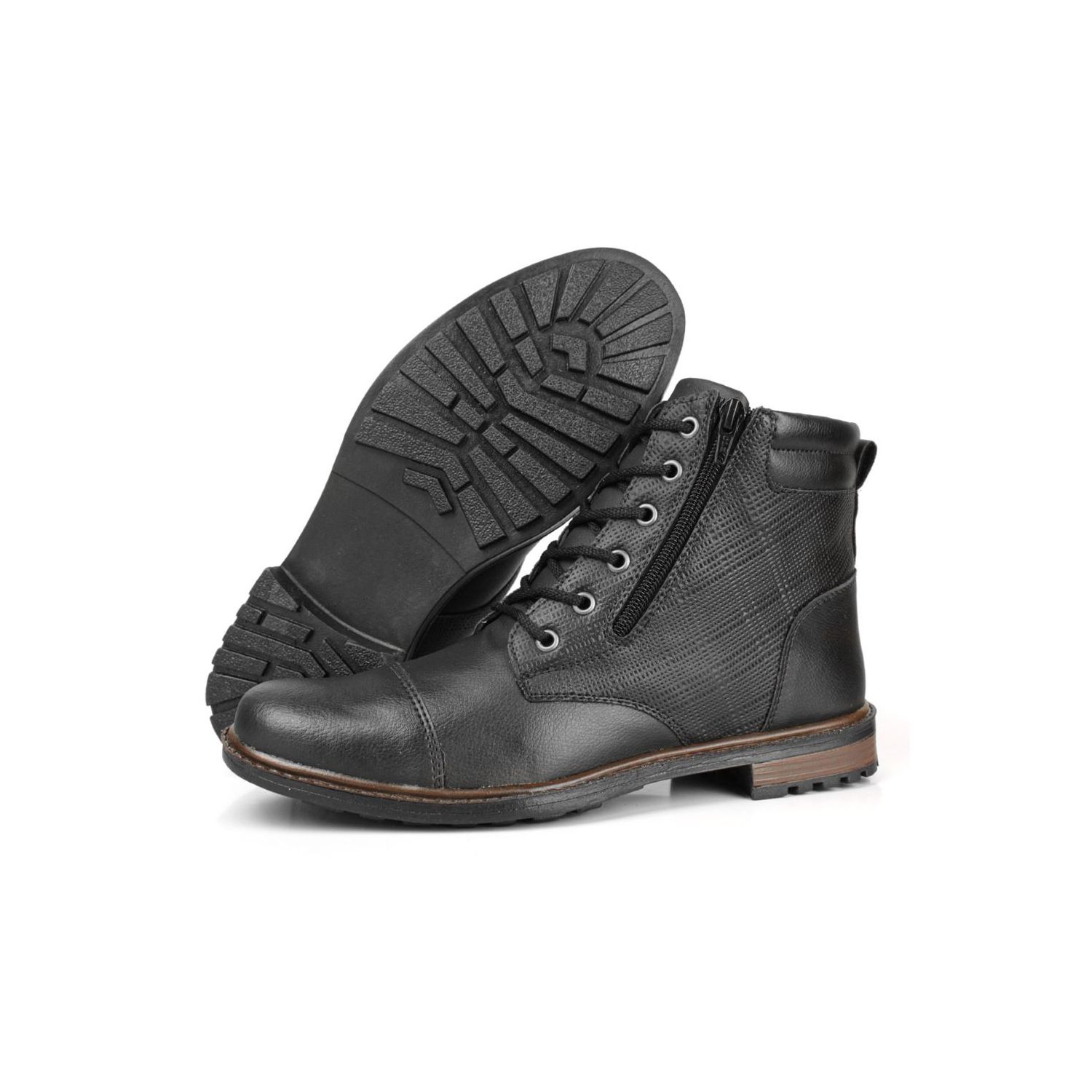 Coturno Damers Masculino Trama Zíper Lateral Preto