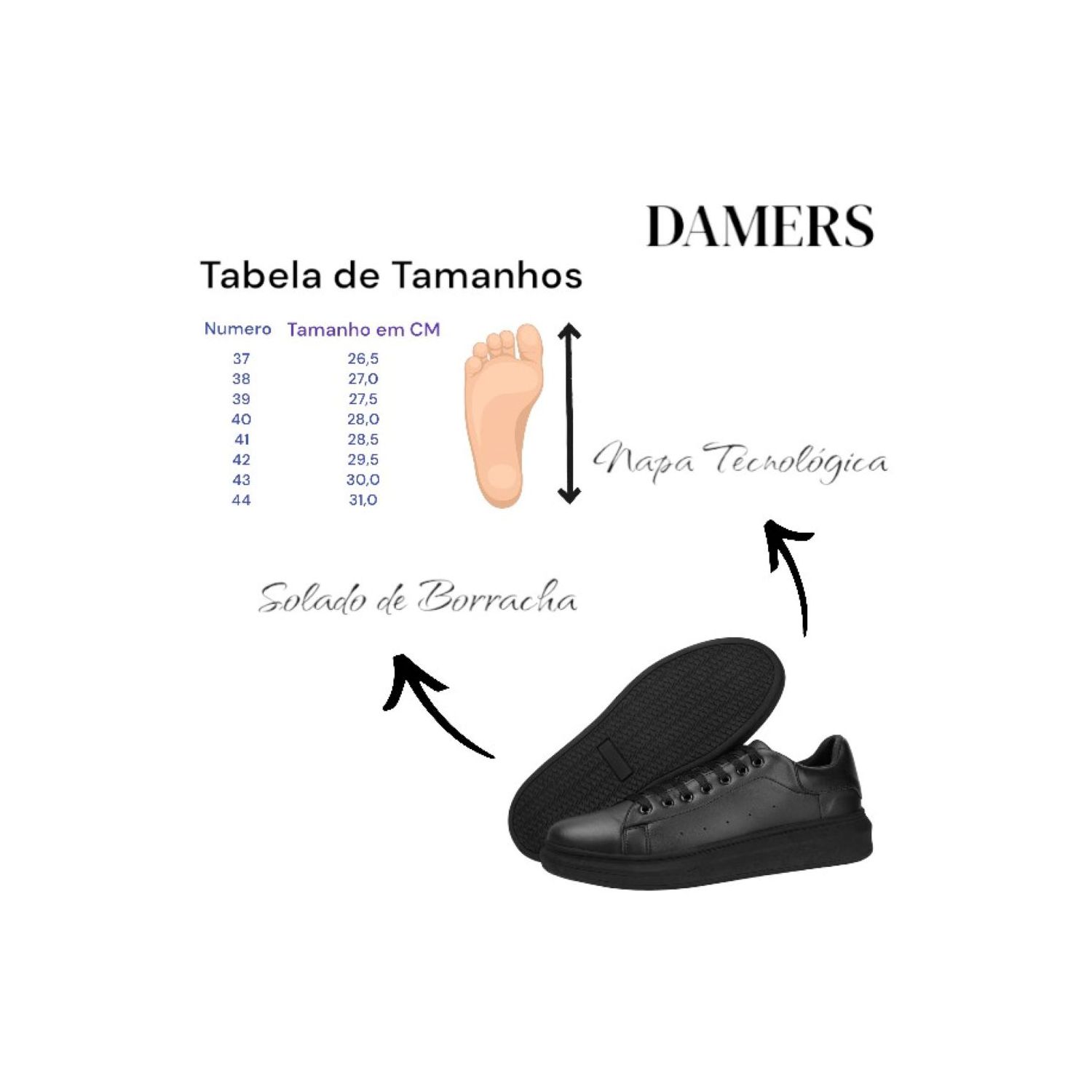 Sapatênis Damers Masculino Preto