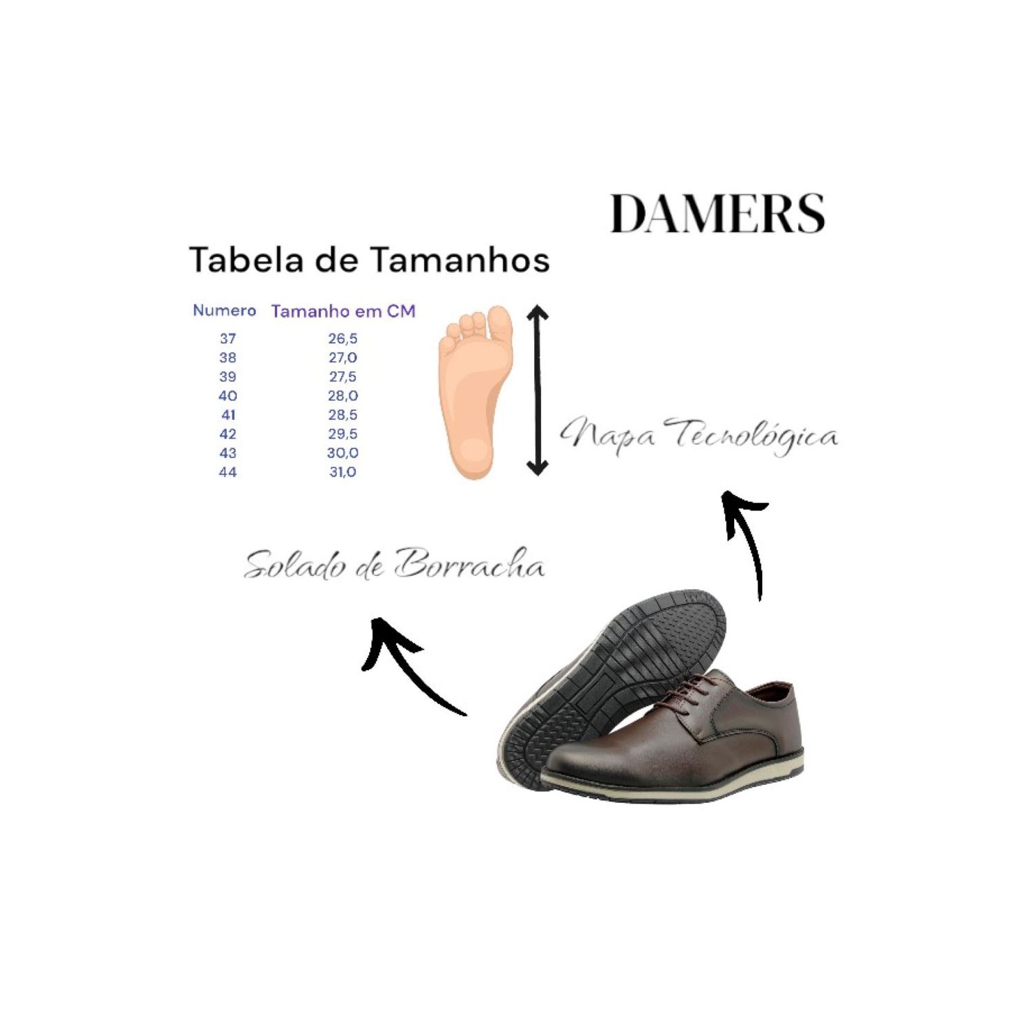 Sapato Damers Oxford Masculino Marrom