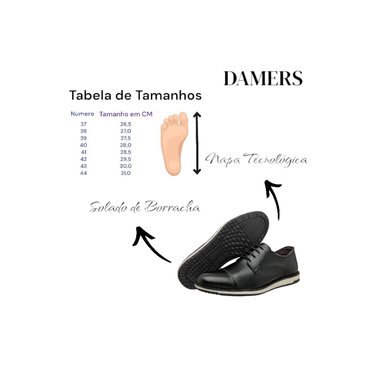 Sapato Damers Oxford Masculino Preto