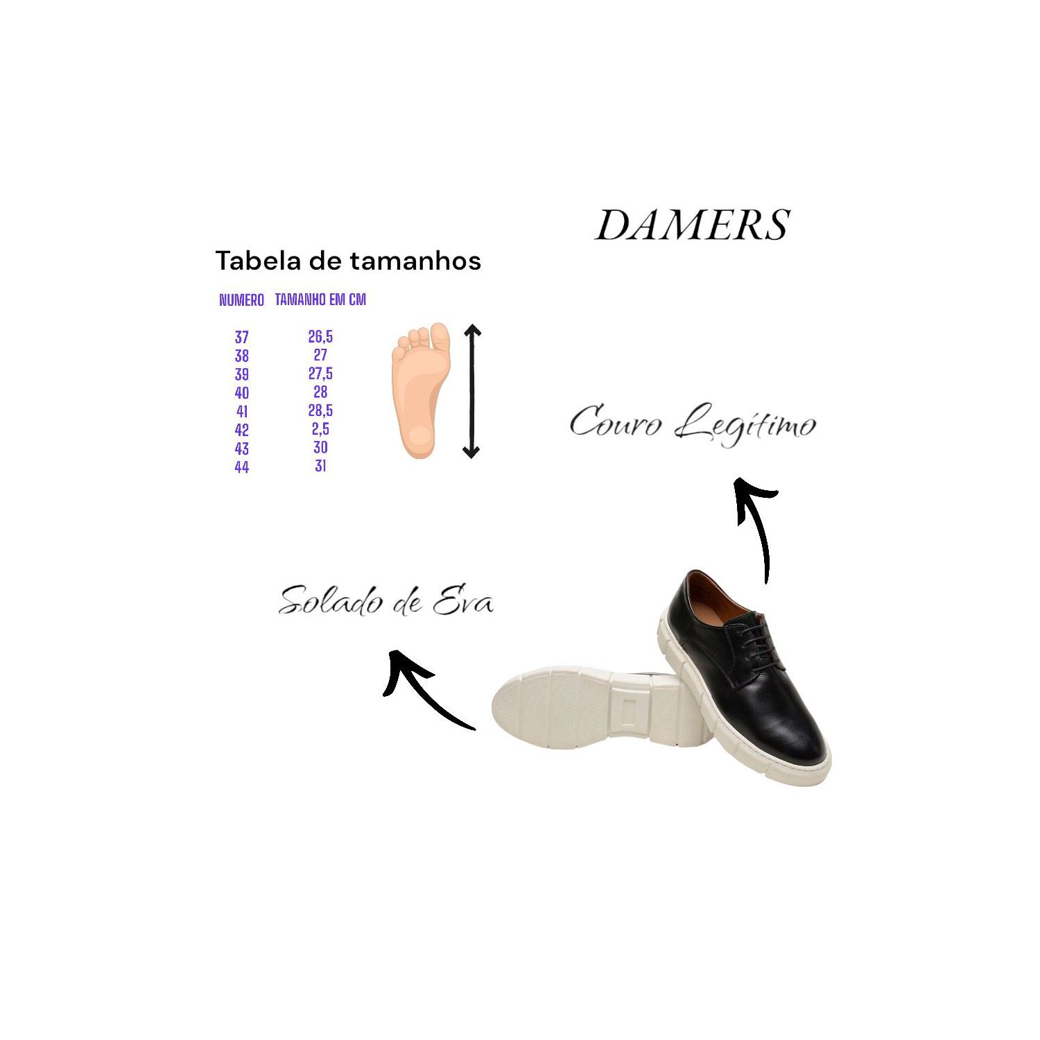 Sapato Damers Oxford Masculino Preto