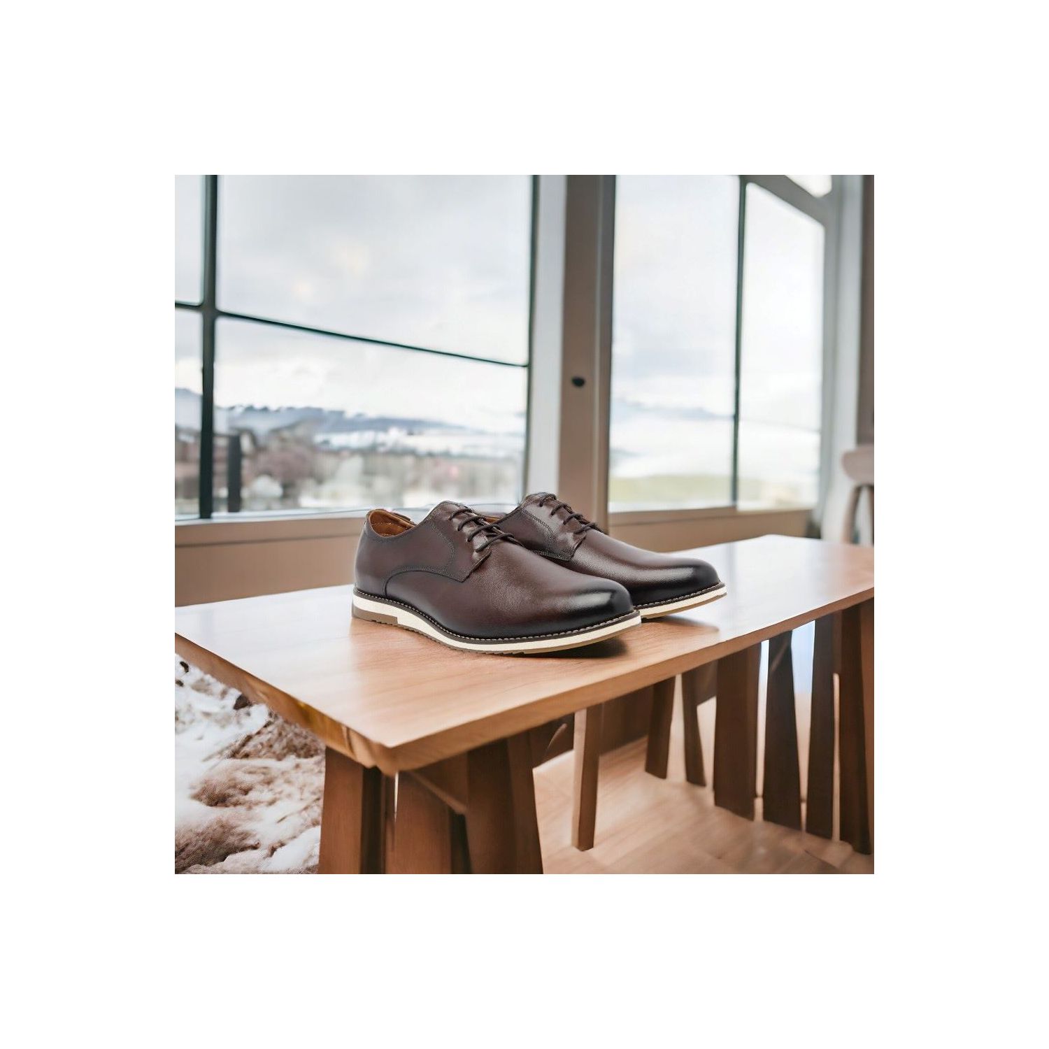 Sapato Damers Oxford Masculino De Couro Legítimo Café