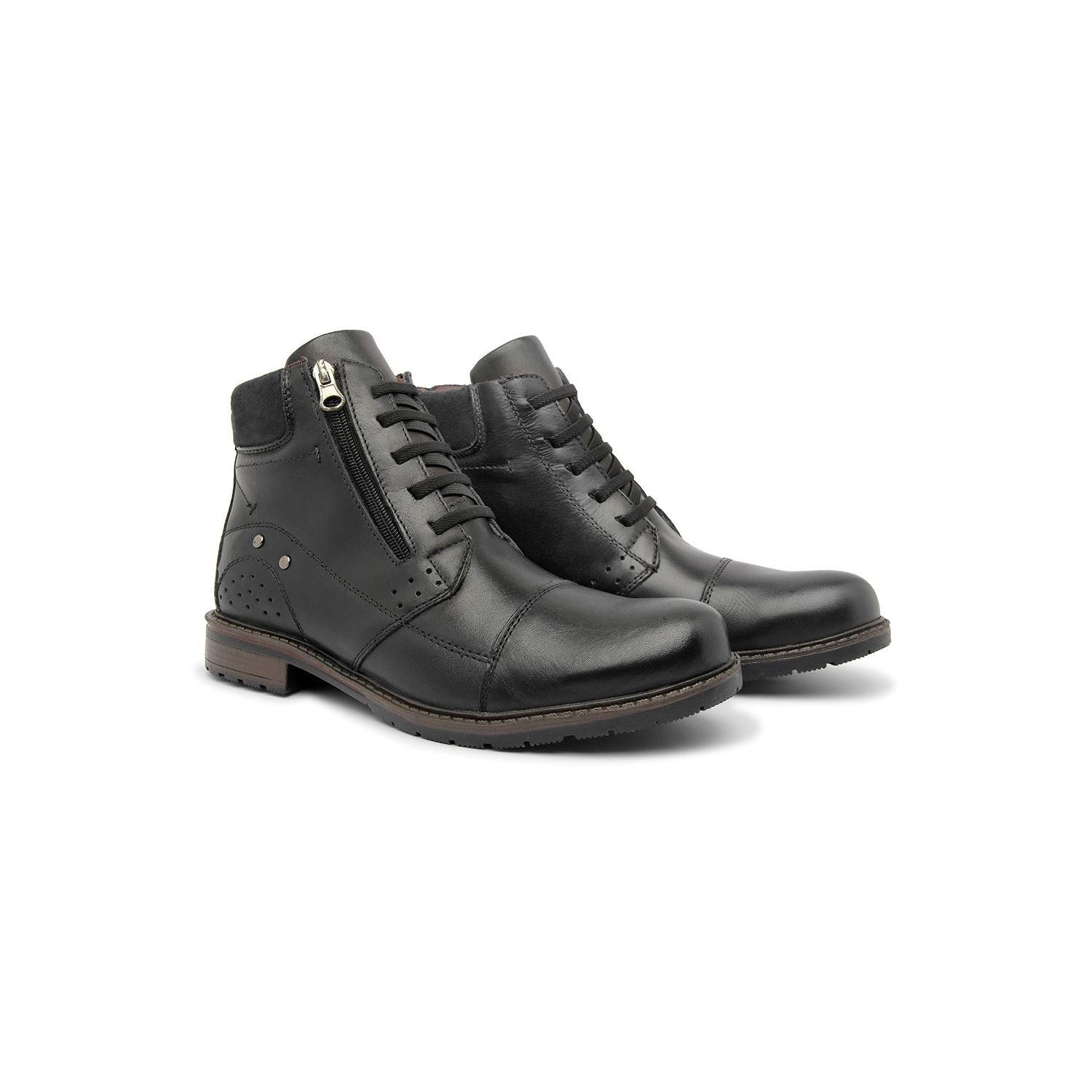 Coturno Damers Masculino De Couro Legítimo Zíper Lateral