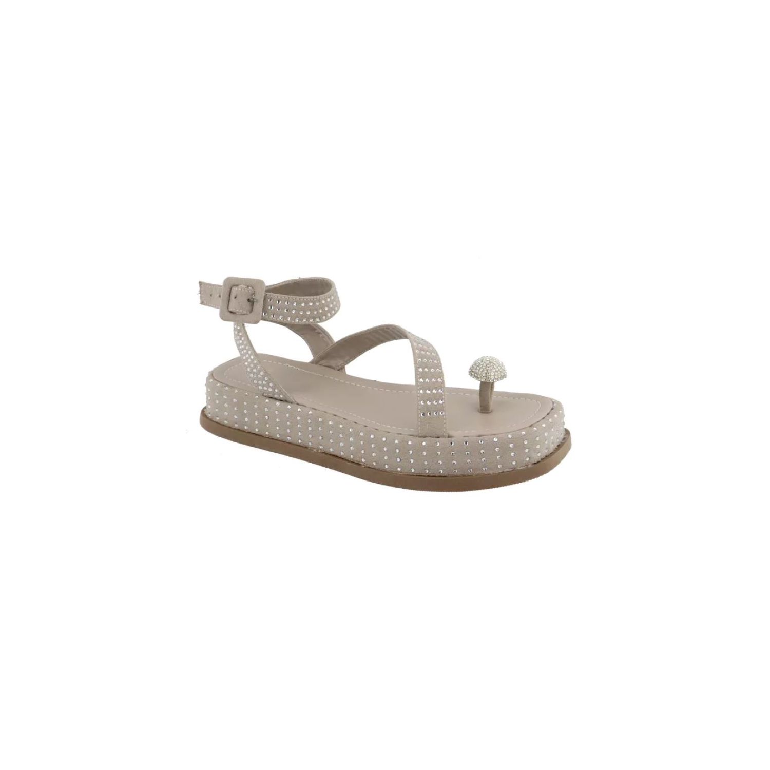 Sandália Damers Feminina Flat Plataforma Strass 