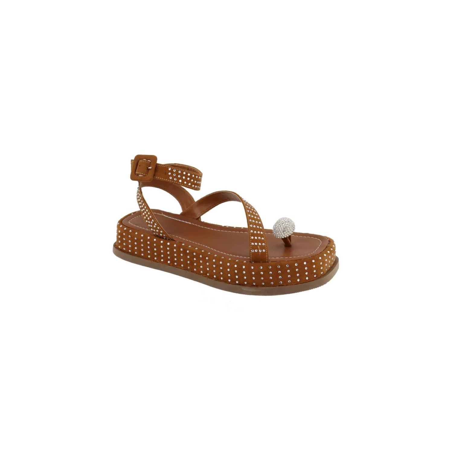 Sandália Damers Feminina Flat Plataforma Strass 