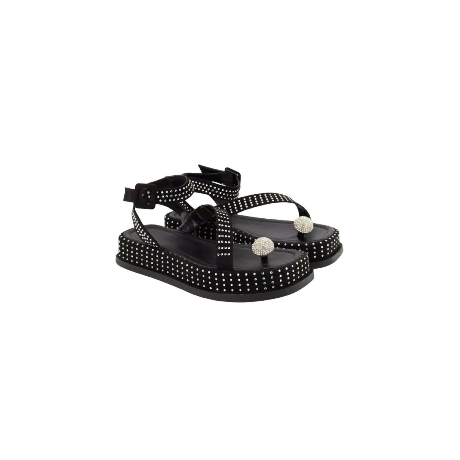 Sandália Damers Feminina Flat Plataforma Strass 