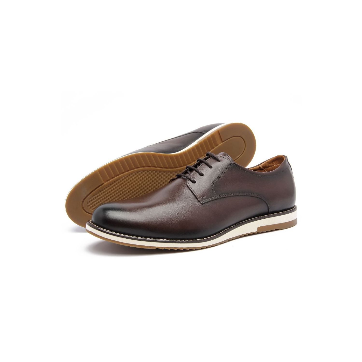 Sapato Damers Oxford Masculino De Couro Legítimo Café
