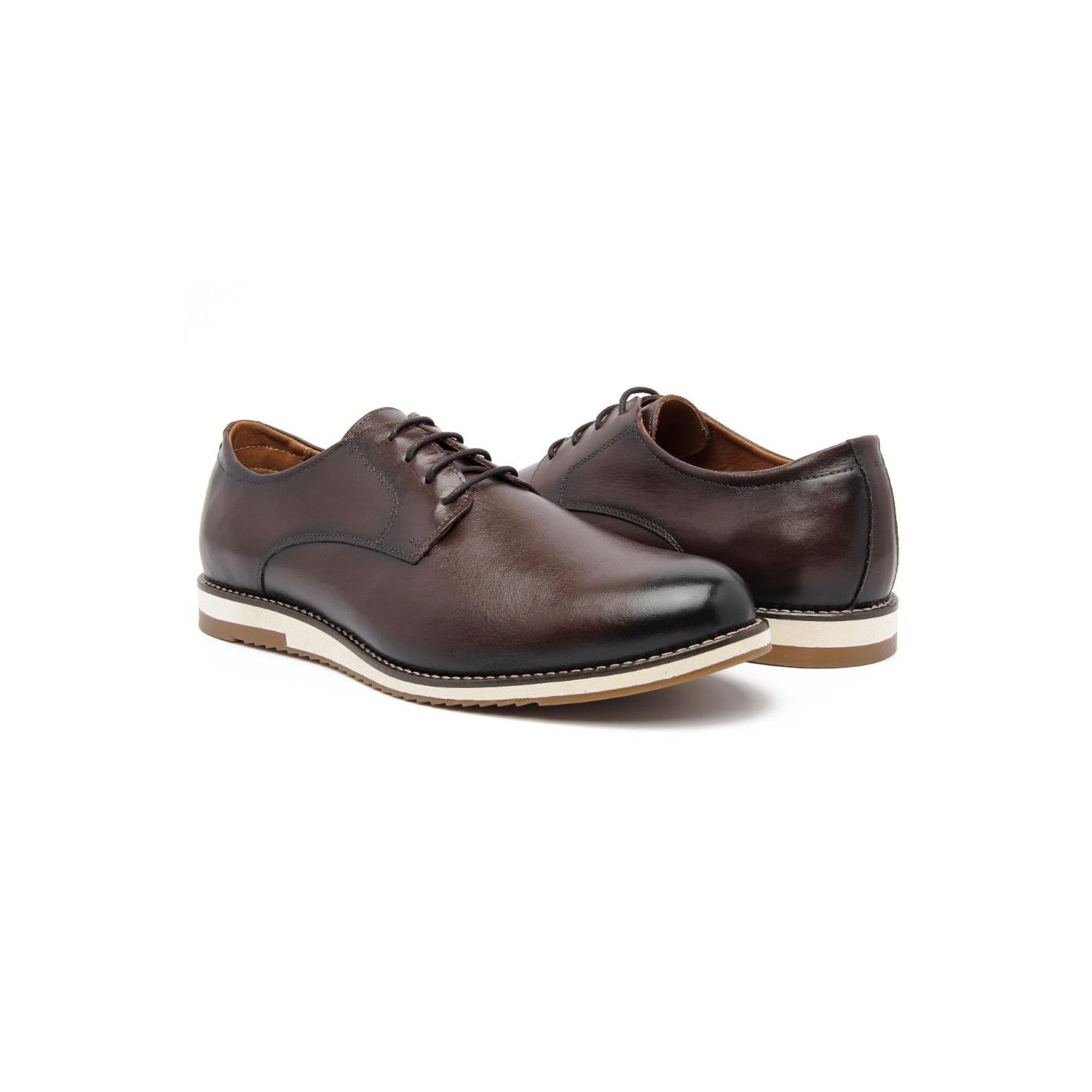 Sapato Damers Oxford Masculino De Couro Legítimo Café