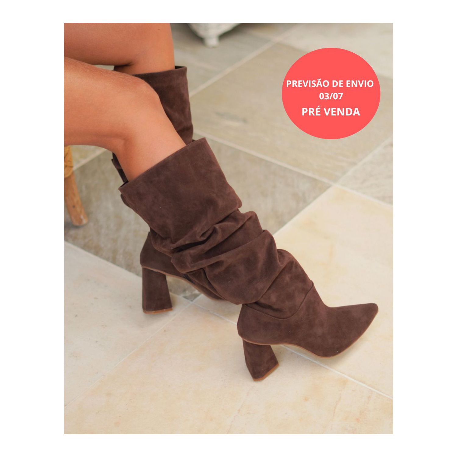 PRÉ VENDA - BOTA LANA SLOUCH CAMURÇA MARROM 