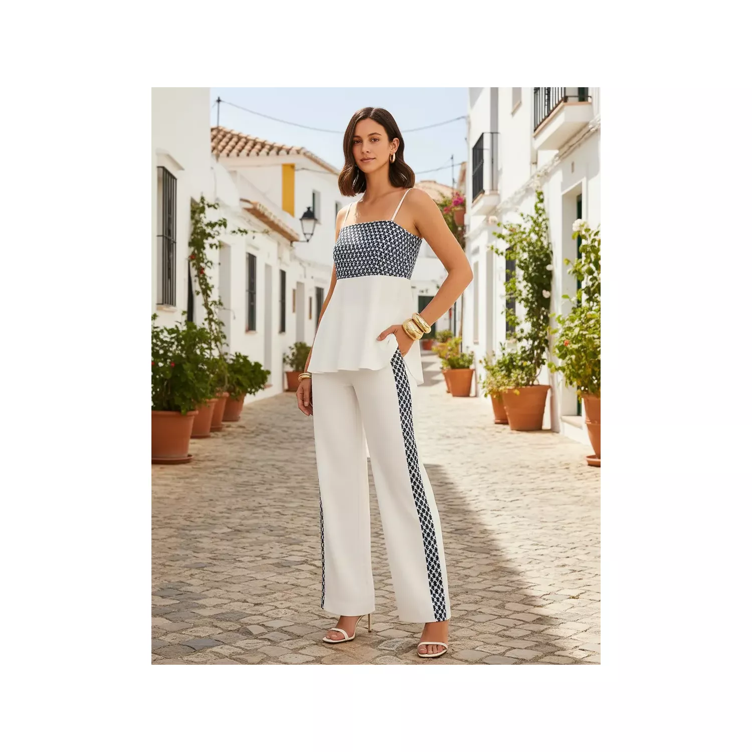 BLUSA COM RENDA AZUL E BRANCA 