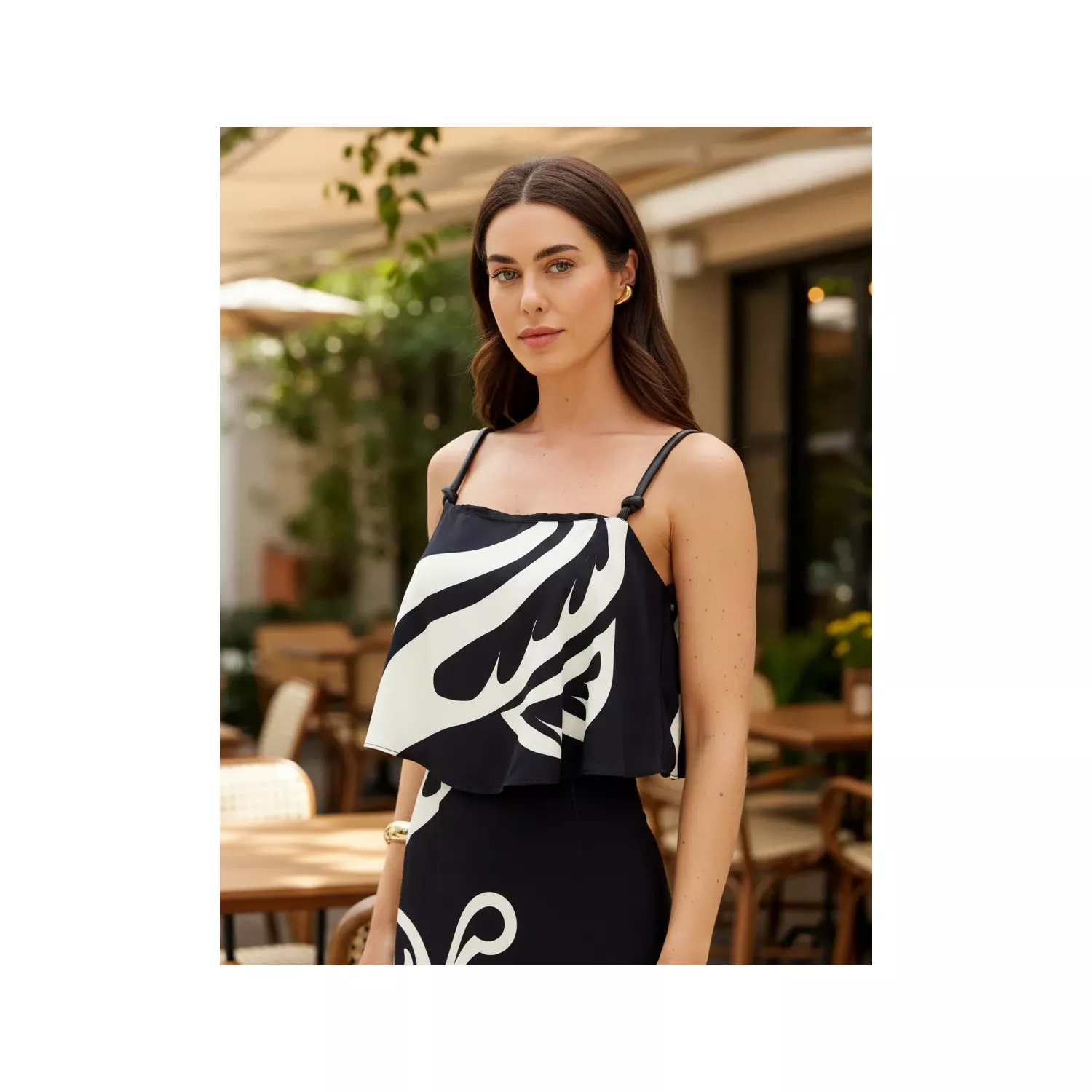 CROPPED ESTAMPADO PRETO E BRANCO 