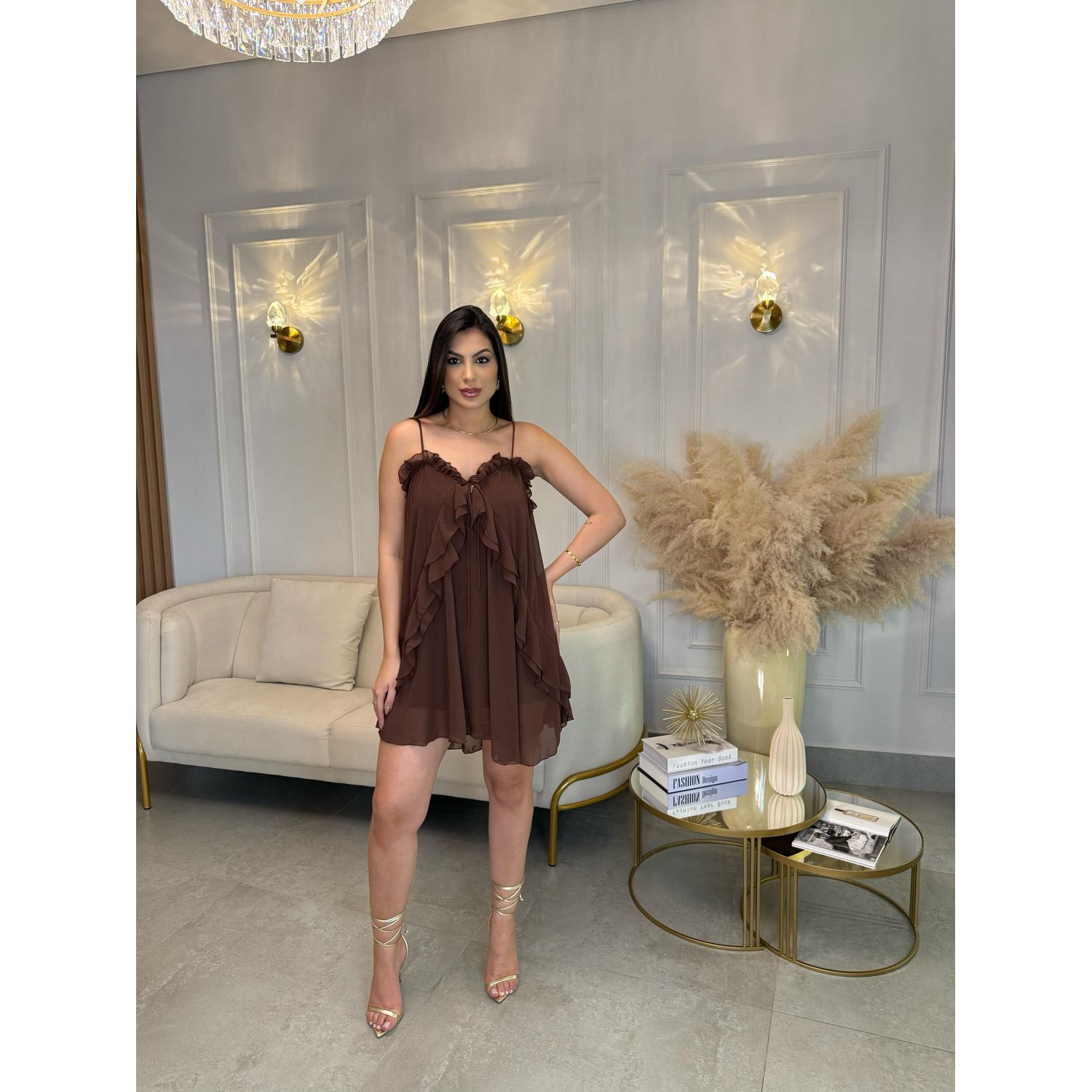 VESTIDO AMORA MARROM