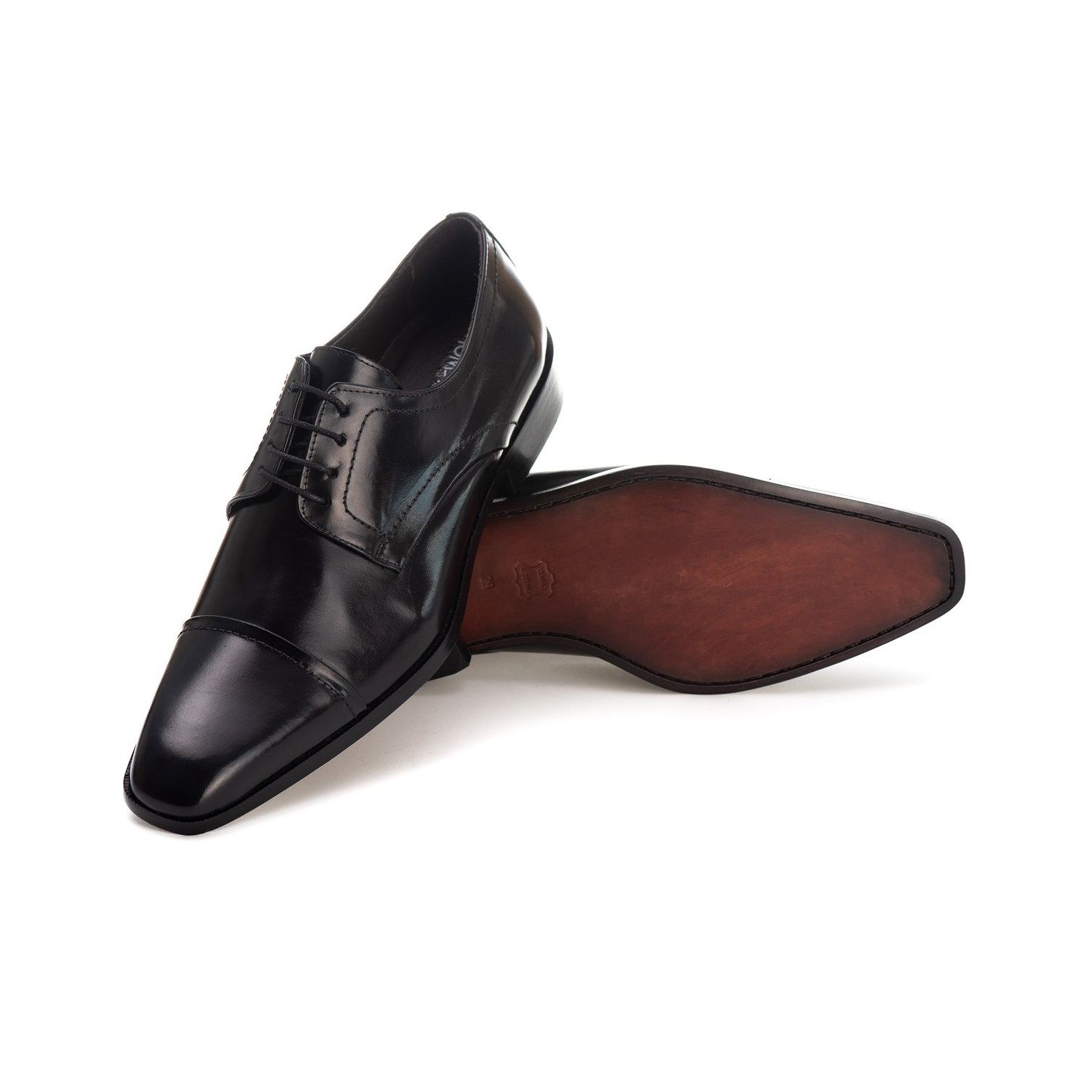 Sapato Social Derby Masculino Mônaco em Couro Naturaly Preto