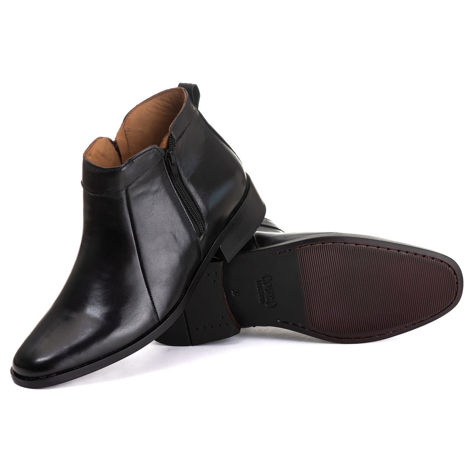 Bota Social Masculina Aroeira com dois Zíperes em Pelica Preta