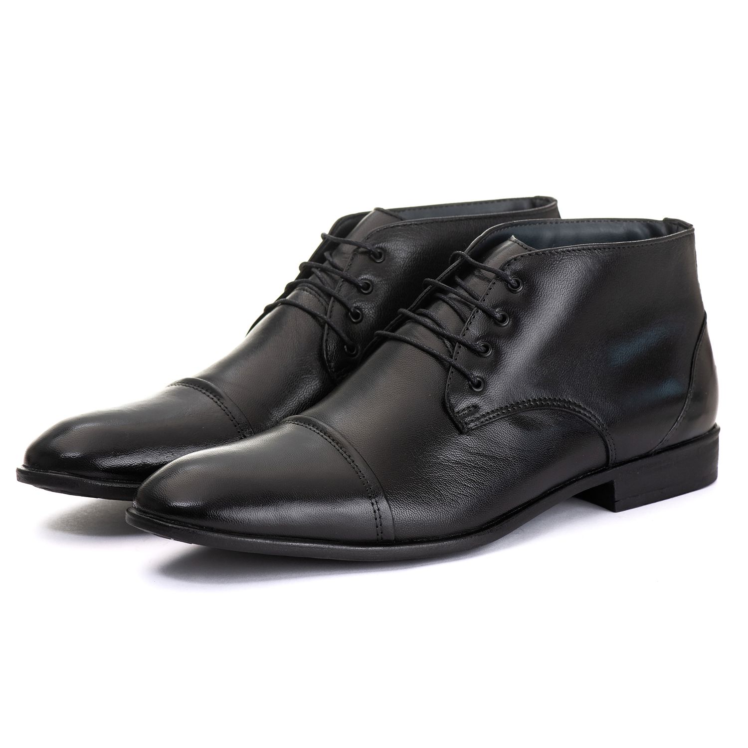 Bota Derby Social Masculina Santiago em Couro de Carneiro Preto