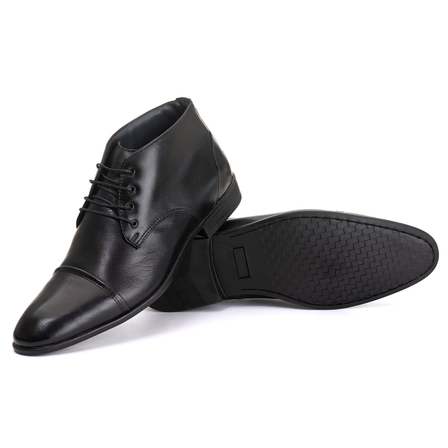 Bota Derby Social Masculina Santiago em Couro de Carneiro Preto