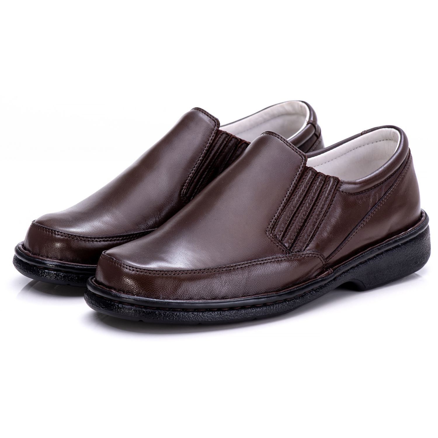 Sapato Masculino Total Comfort Anti Stress em Couro de Carneiro Café
