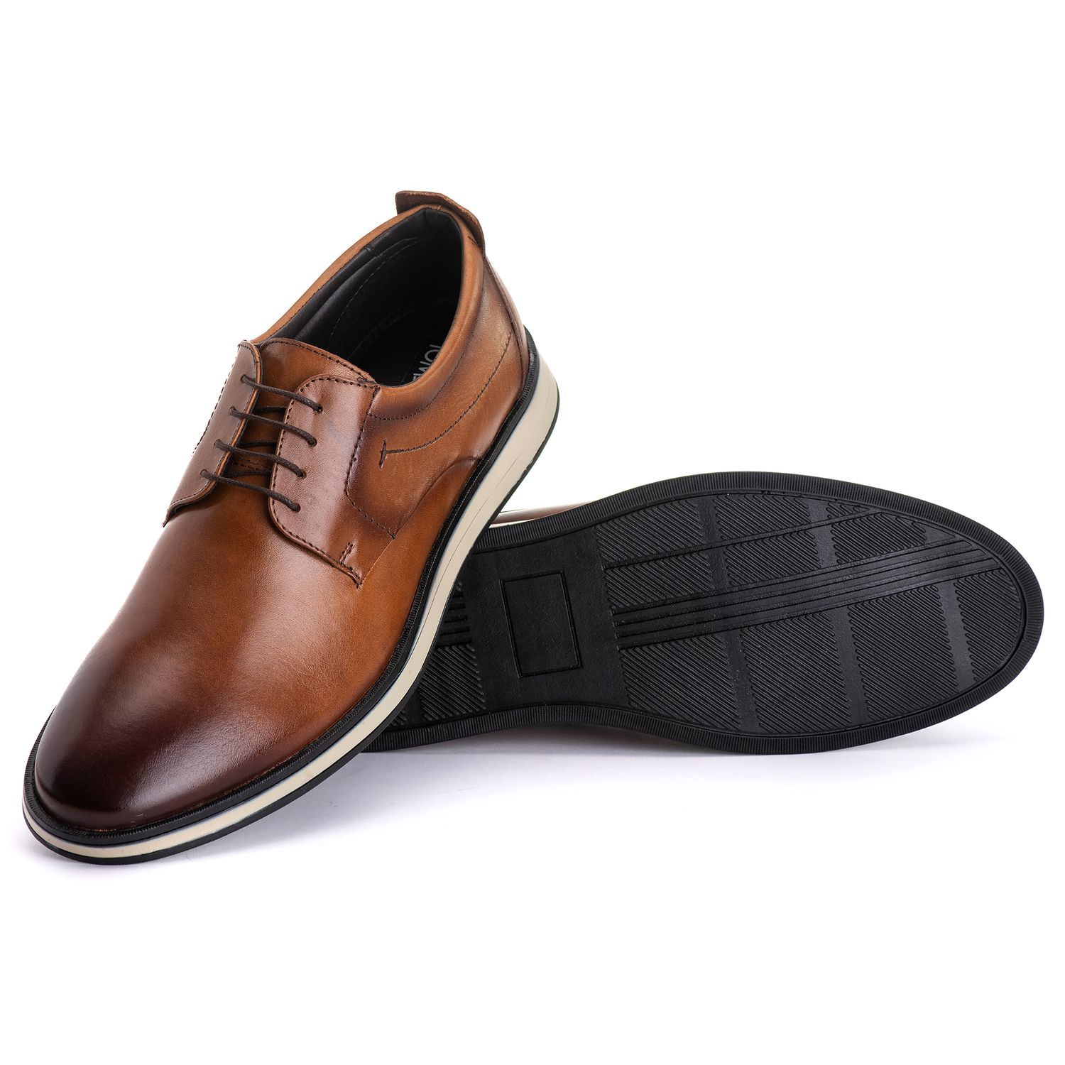 Sapato Masculino Derby Sport em Couro Bovino Whisky