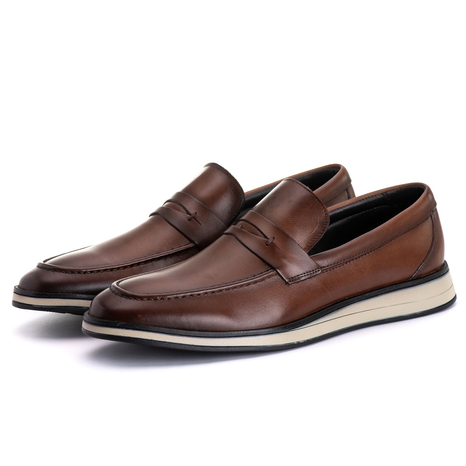 Sapato Masculino Loafer Slip On Sport em Couro Bovino Marrom
