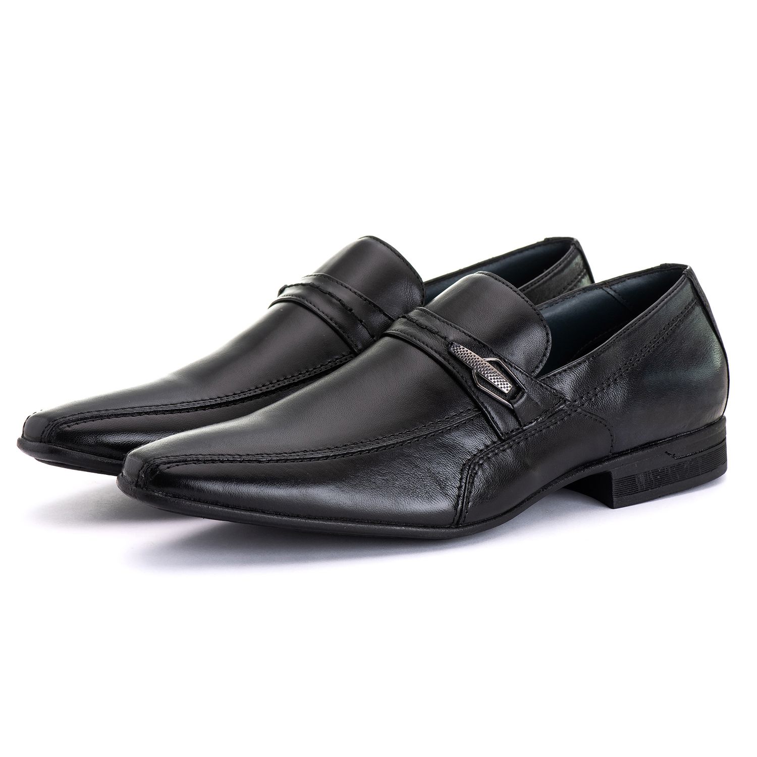 Sapato Social Masculino com Fivela em Couro de Carneiro Preto 