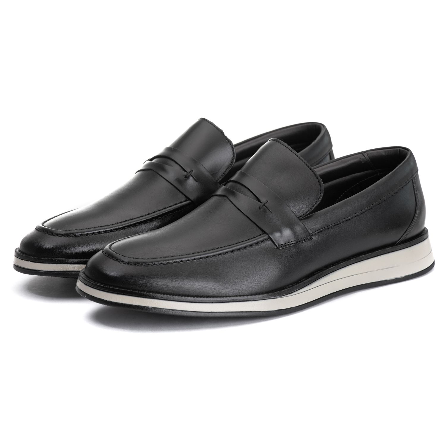 Sapato Masculino Loafer Slip On Sport em Couro Bovino Preto