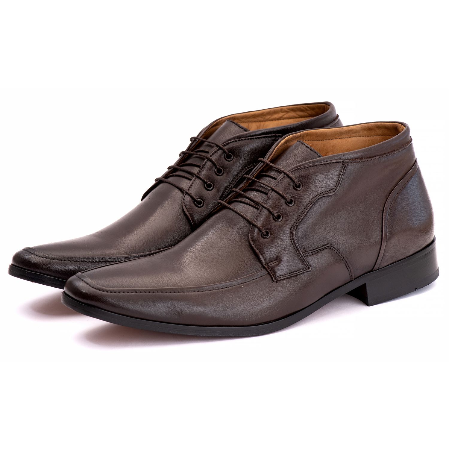 Bota Social Masculina Verona em Couro de Carneiro Café
