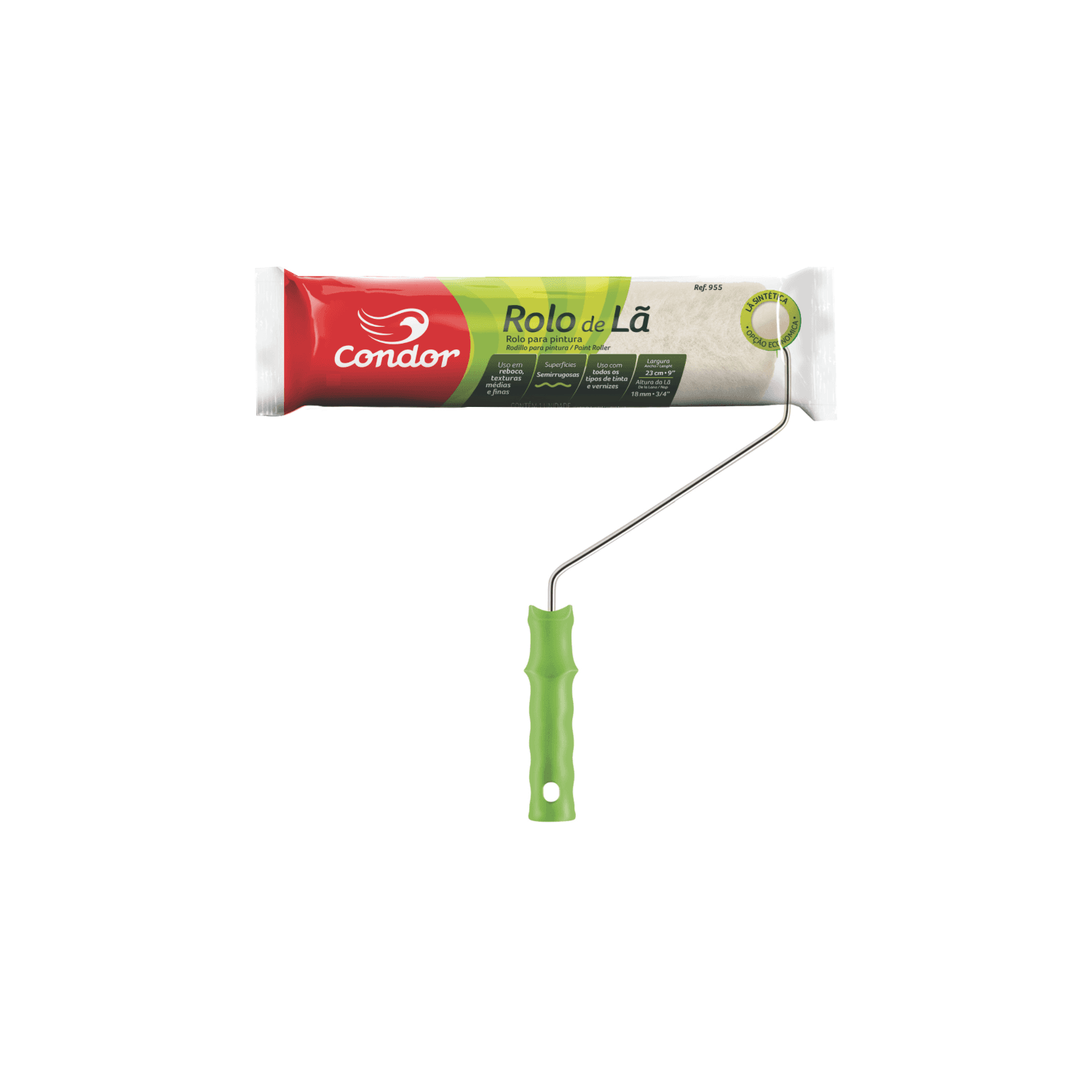 Rolo Profissional de Lã Mista Alta 23 cm com Suporte (Ref. 955) - Condor