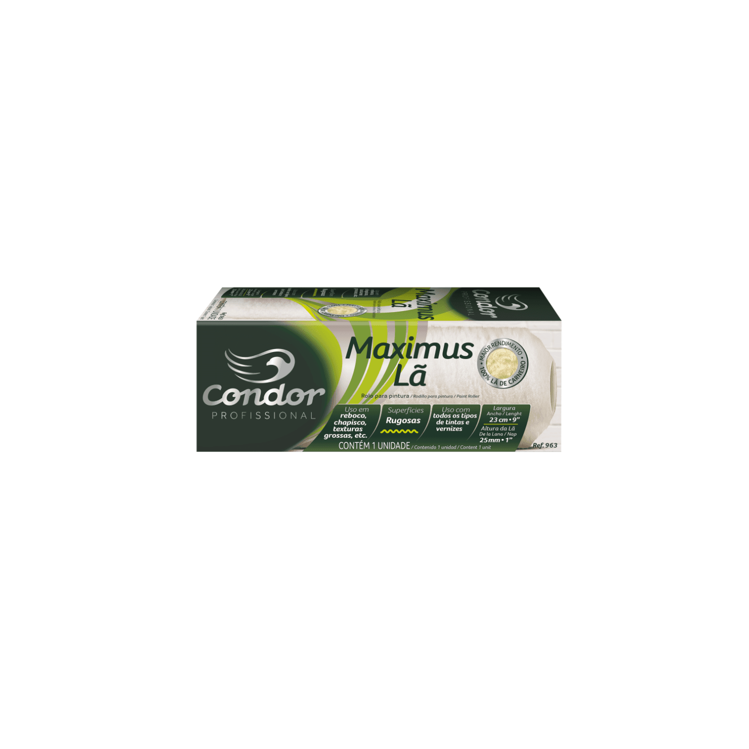 Rolo de Lã Natural Maximus para Superfícies Rugosas 23cm (Ref. 963) - Condor