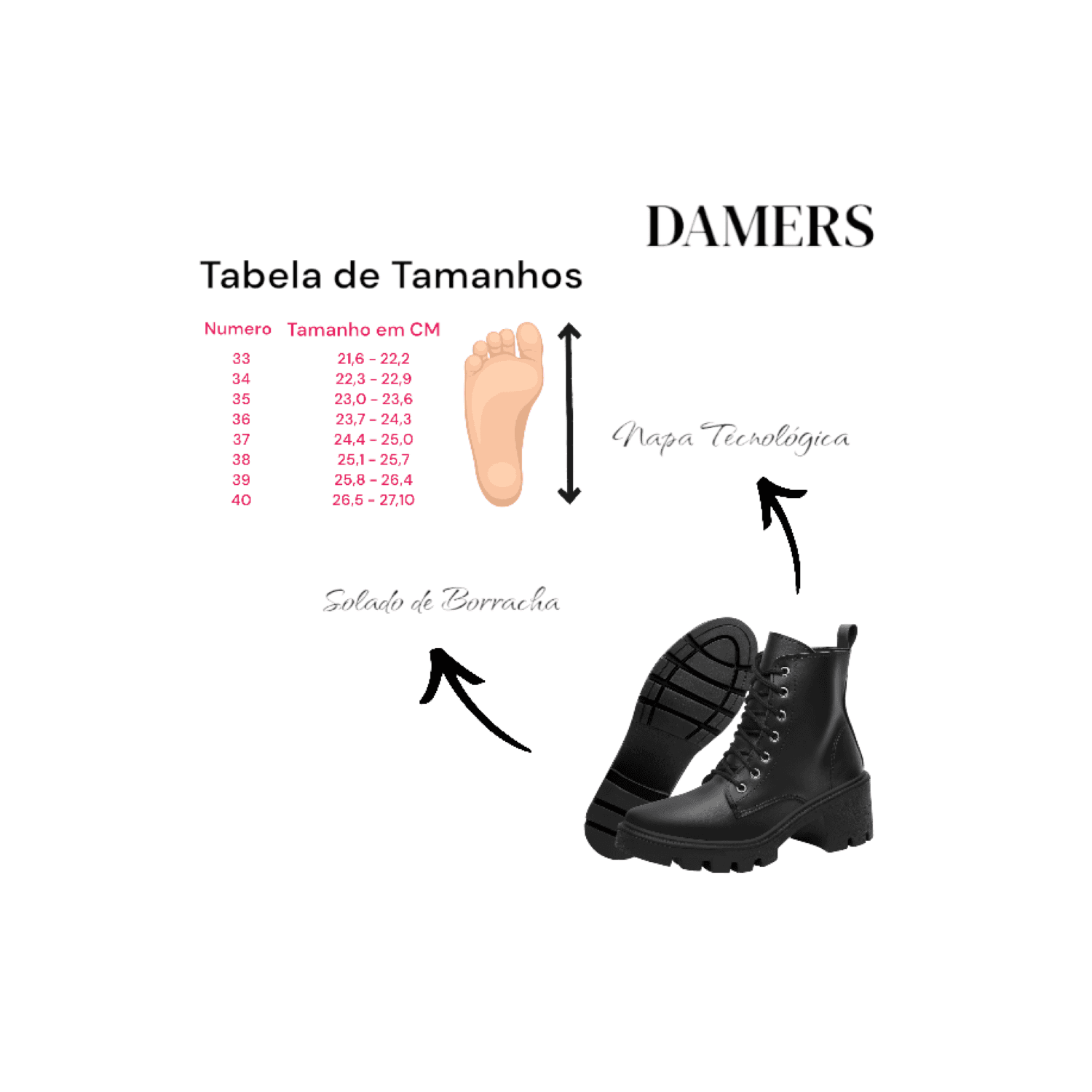 Bota Damers Feminina Cano Curto