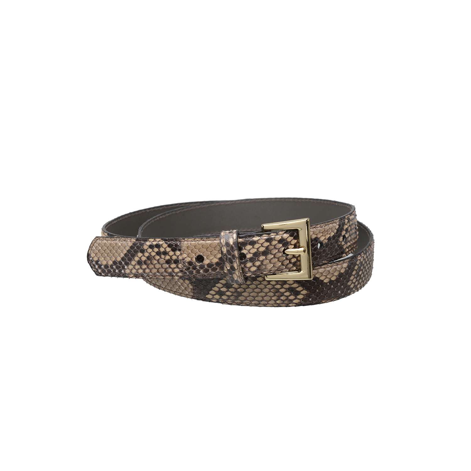 Cinto 100% em Couro de Cobra (Python reticulatus) - Sépia