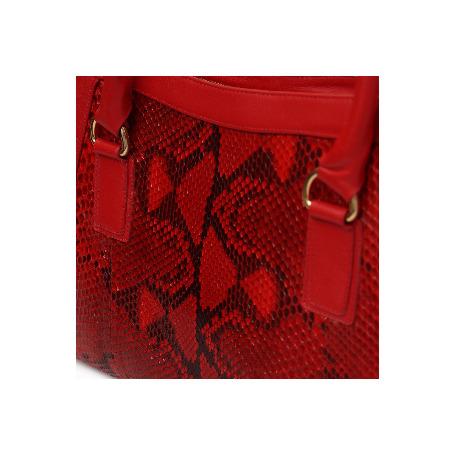 Bolsa em Couro de Cobra (Python reticulatus) Vermelho, vista 3