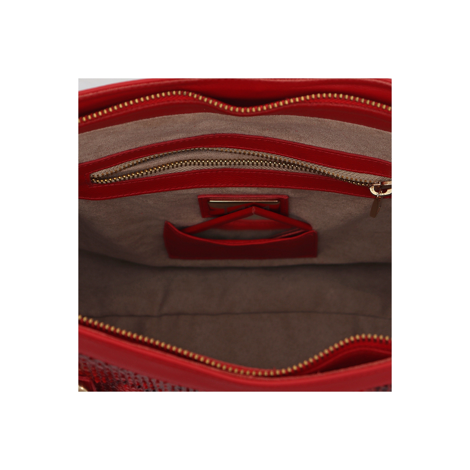 Bolsa em Couro de Cobra (Python reticulatus) Vermelho, vista 4