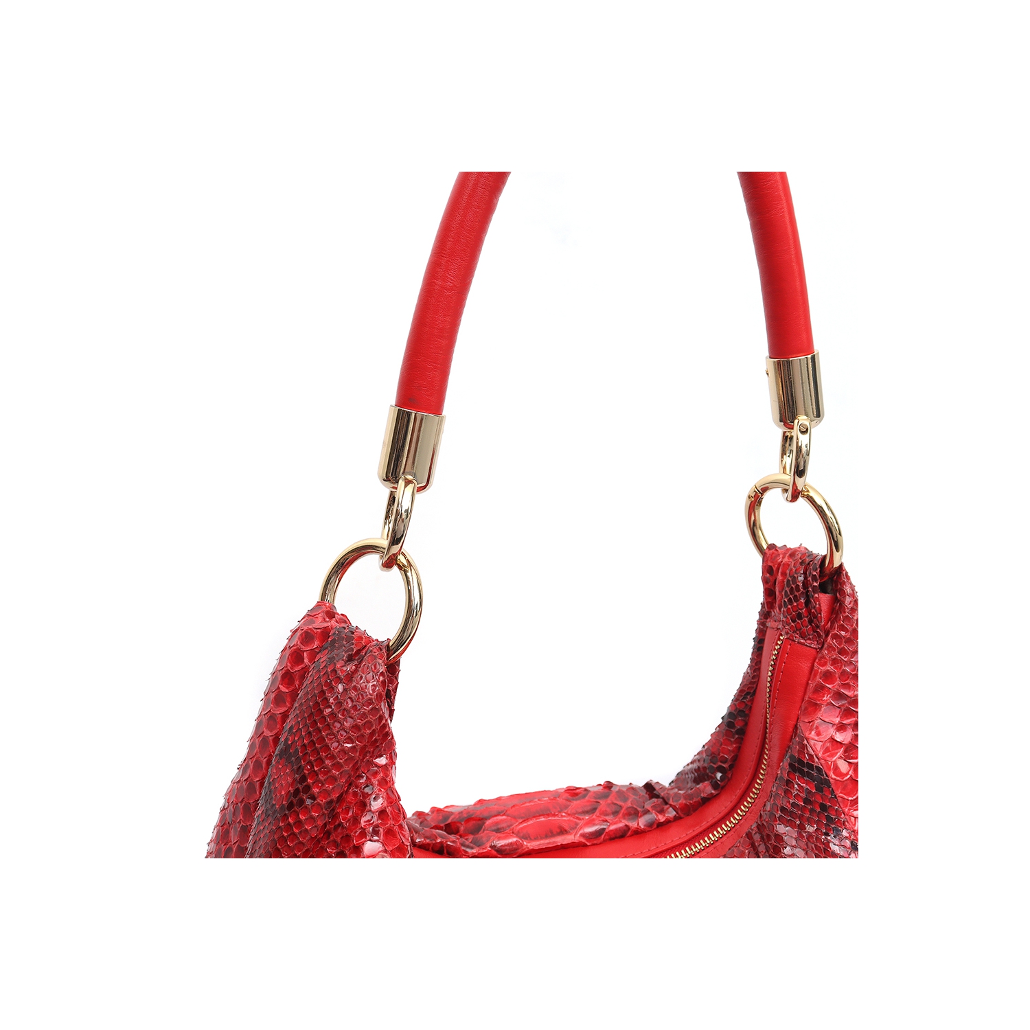 Bolsa em Couro de Cobra (Python reticulatus) Vermelho, vista 4