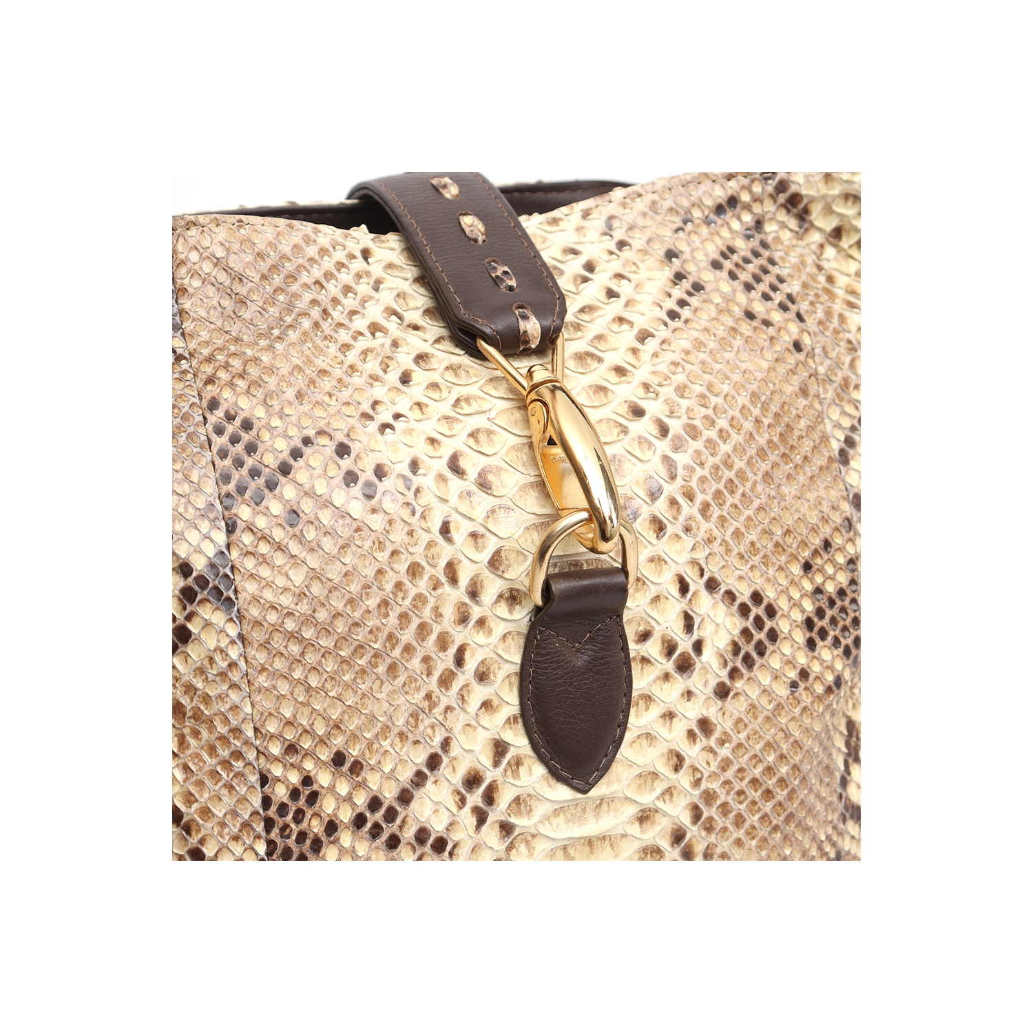 Bolsa em Couro de Cobra (Python reticulatus) Natural, vista 4