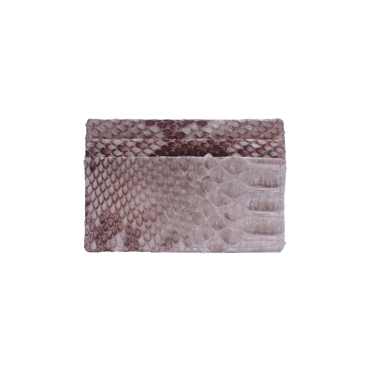 Porta Cartão em Couro de Cobra (Python reticulatus) - Sépia, vista 2