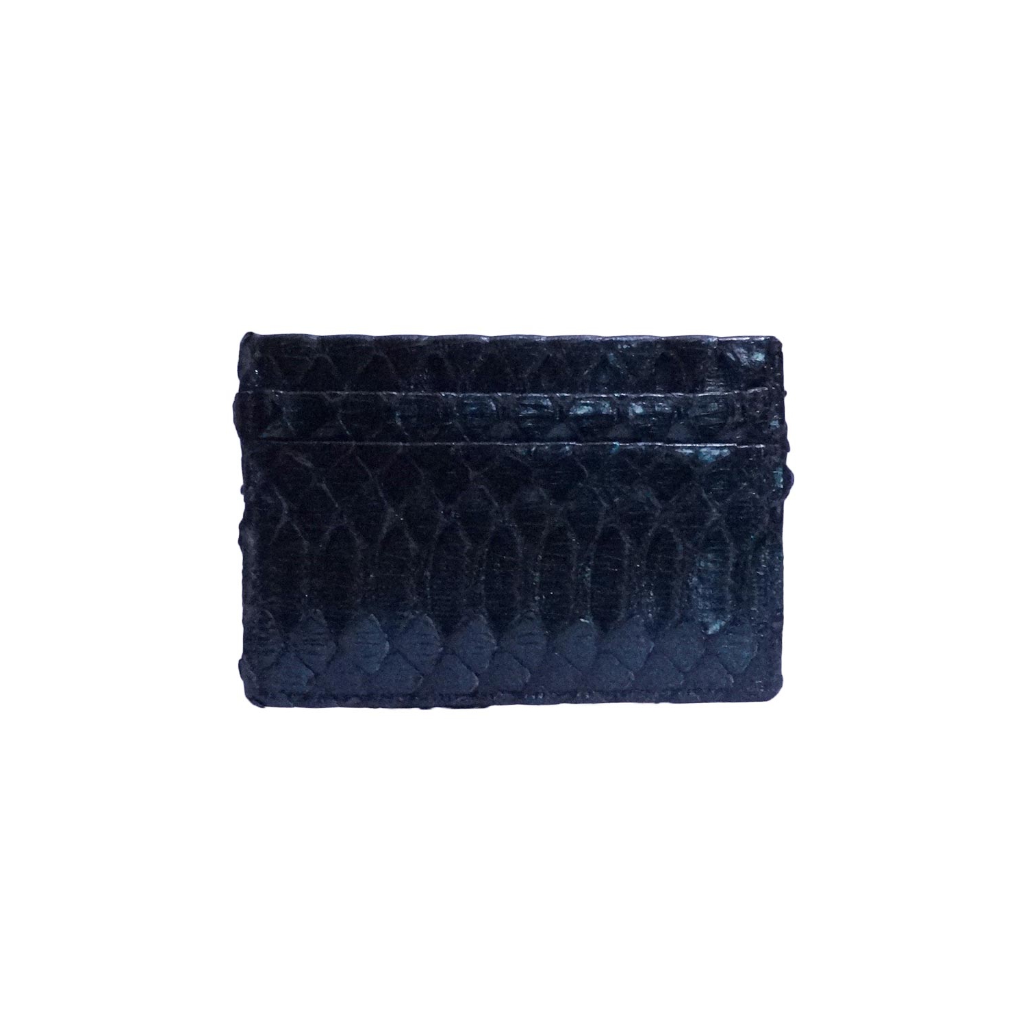 Porta Cartão em Couro de Cobra (Python reticulatus) - Azul Metálico, vista 2