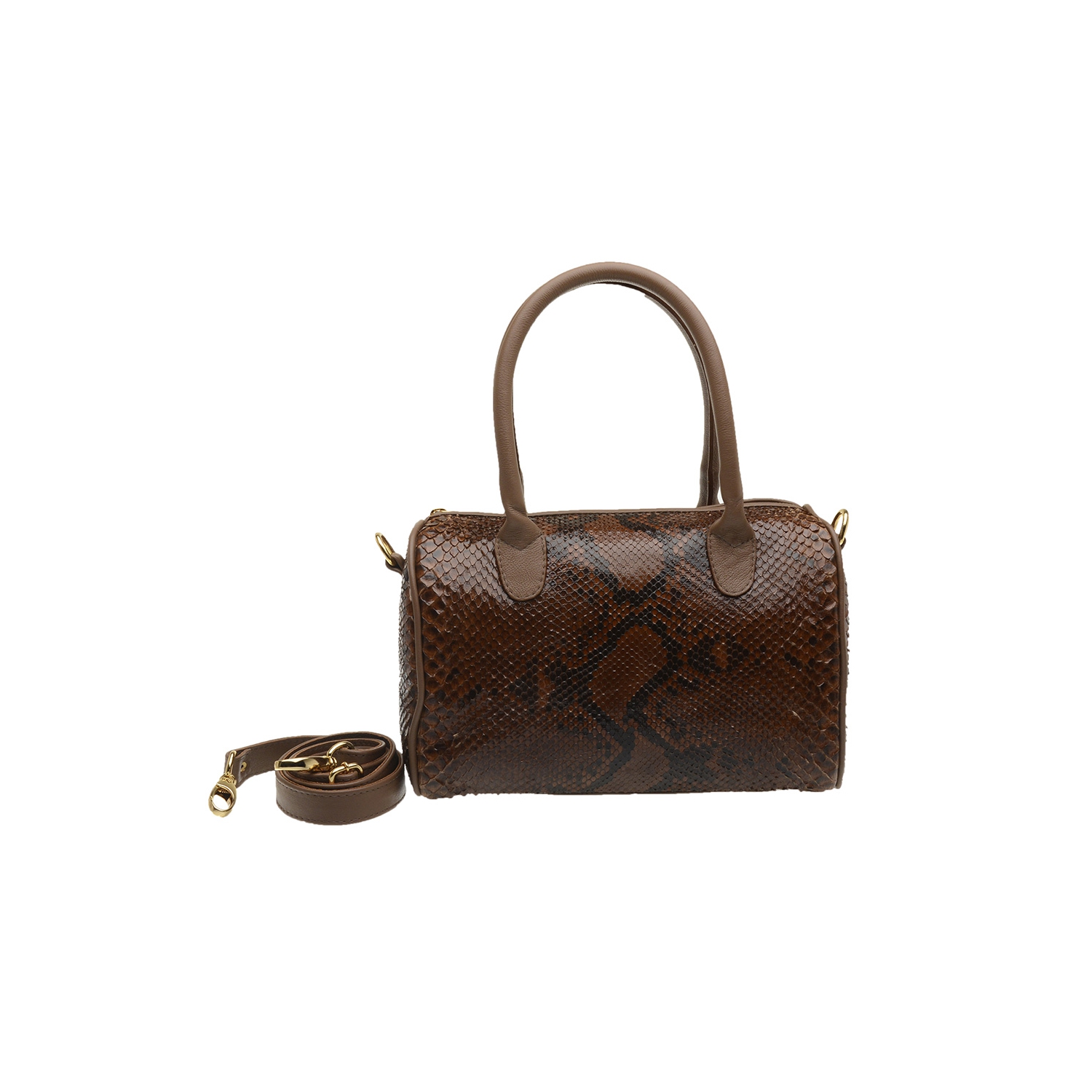 Bolsa em Couro de Cobra (Python reticulatus) Tabaco