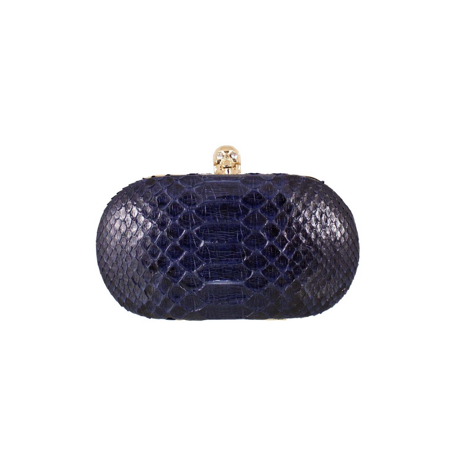Clutch Caveira em Cobra (Python reticulatus) Azul Marinho
