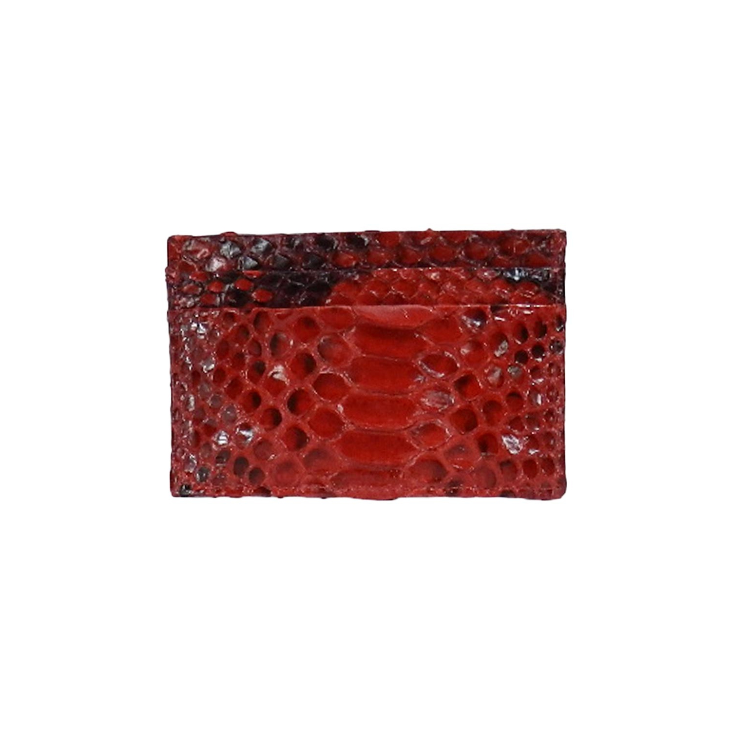 Porta Cartão em couro de Cobra (Python reticulatus) - Vermelho Brilho, vista 2