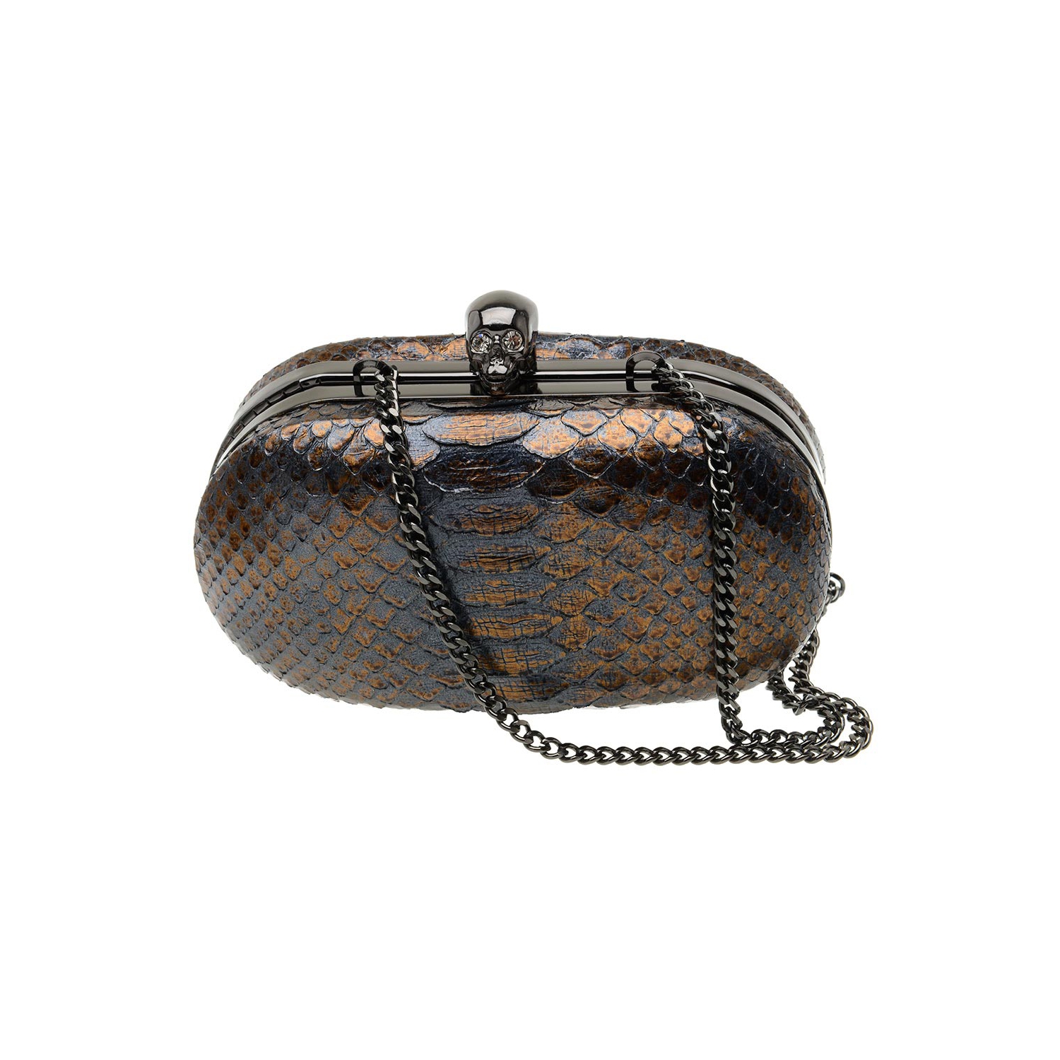 Clutch Caveira em Cobra (Python reticulatus) Bronze
