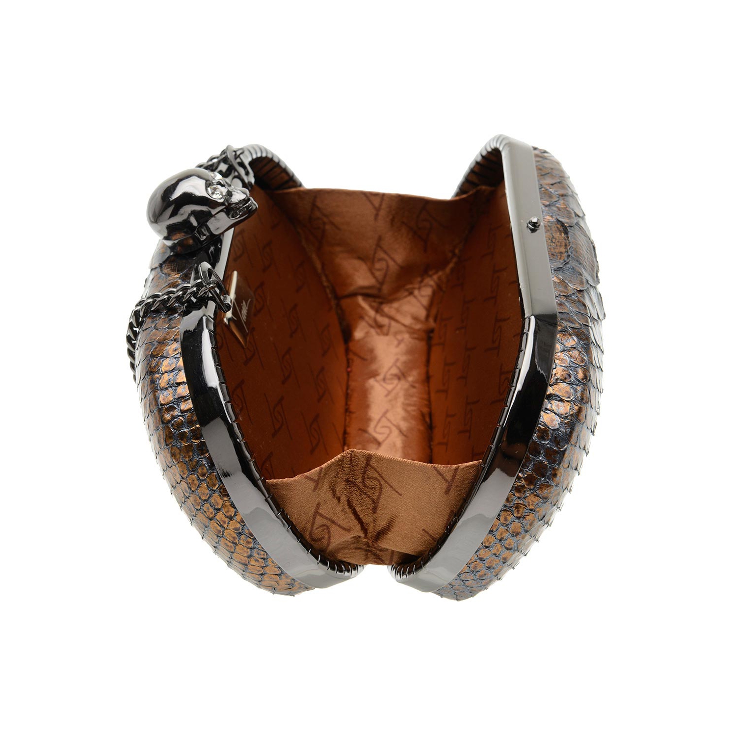 Clutch Caveira em Cobra (Python reticulatus) Bronze, vista 2