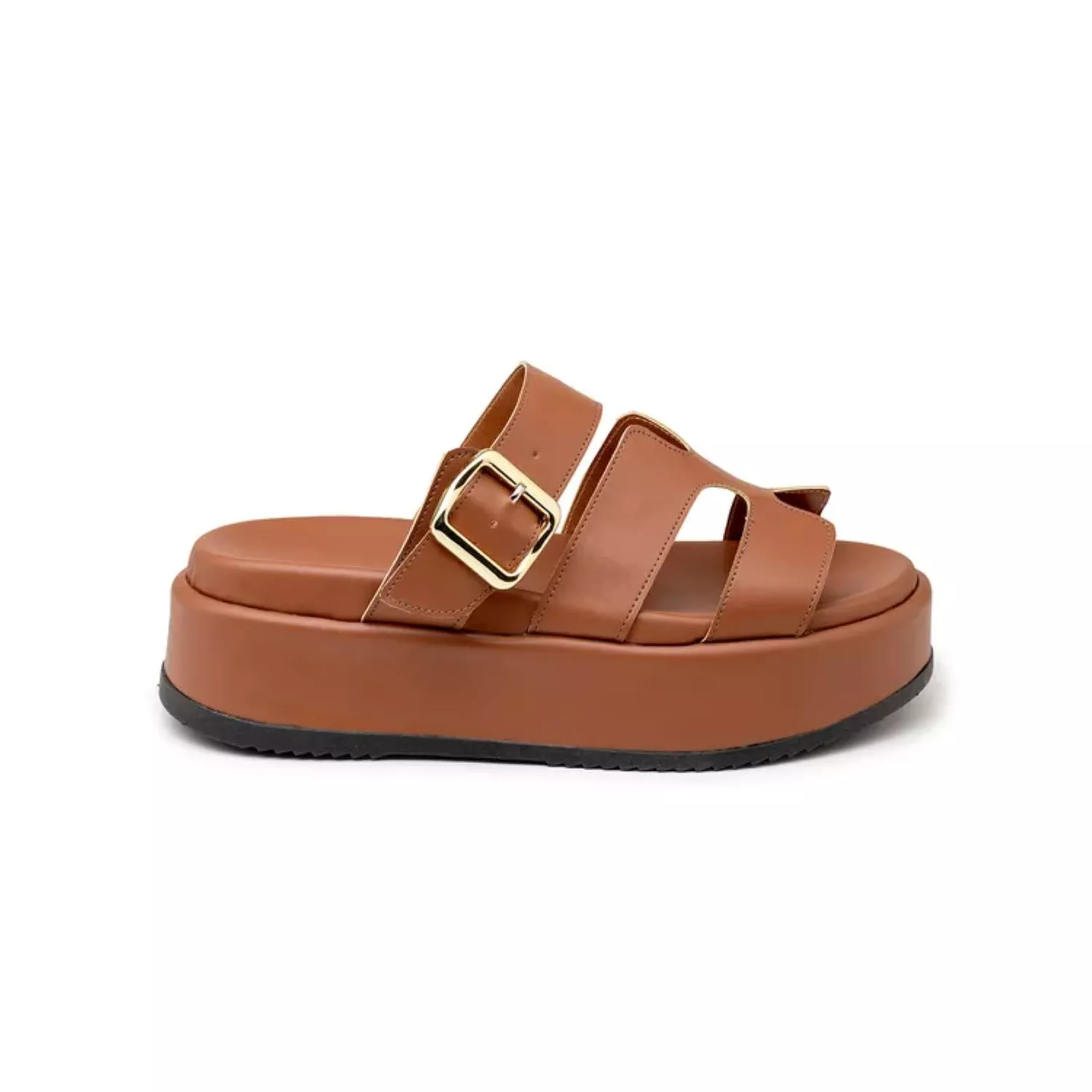 Sandália Flatform Papete Tiras em H com feiche - DAMERS