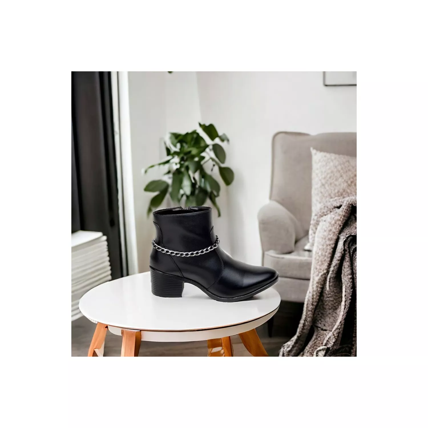 Bota Damers Feminina Cano Curto Couro Legítimo 3 em 1 Preto