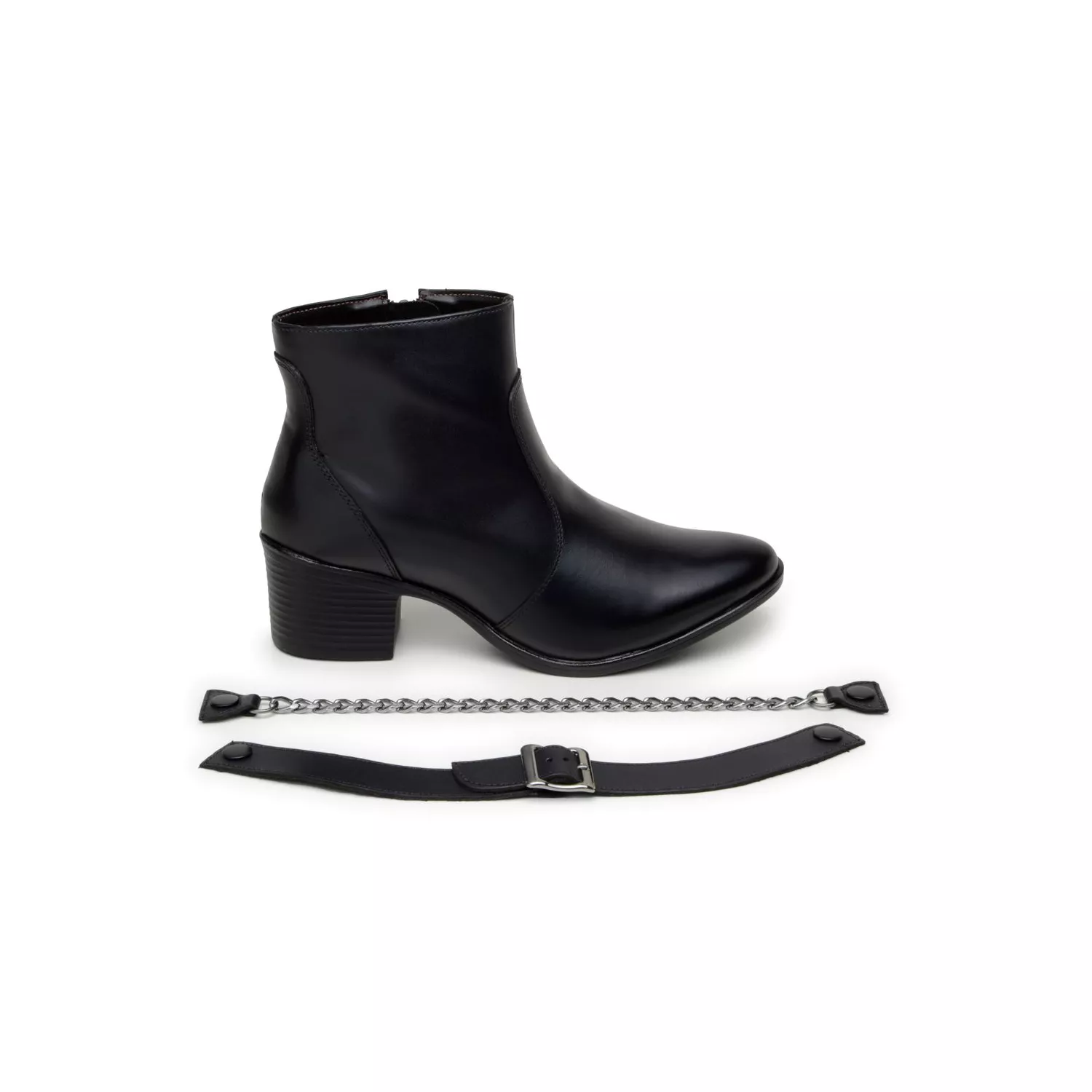 Bota Damers Feminina Cano Curto Couro Legítimo 3 em 1 Preto