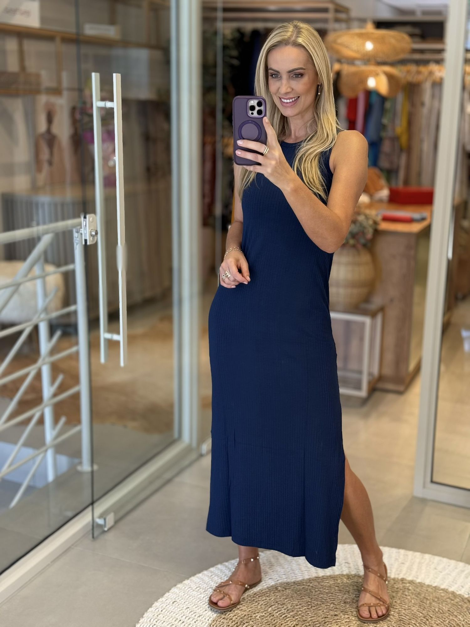 Vestido Youbasic Canelado Zurique Azul Marinho 1909