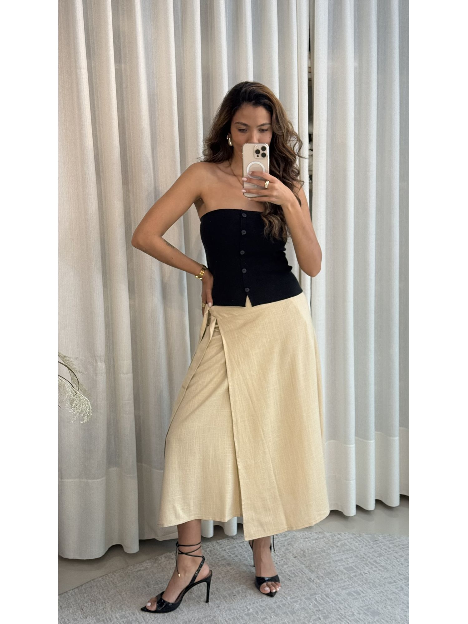 Saia Linho Essencial Bege 2708