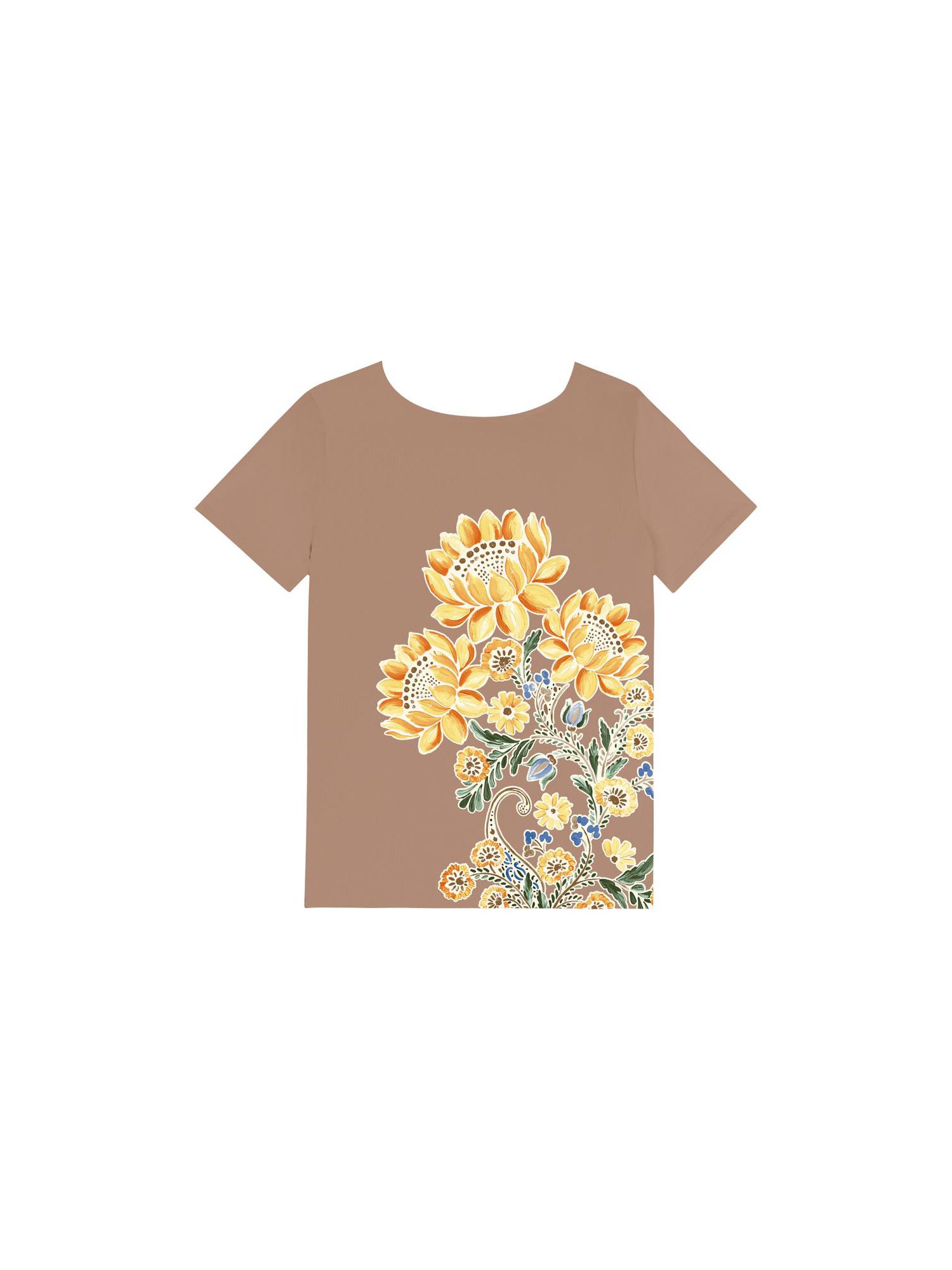 Blusa Lez a Lez Manga Curta Com Frente Estampada Em Bege Zefiro 1107 