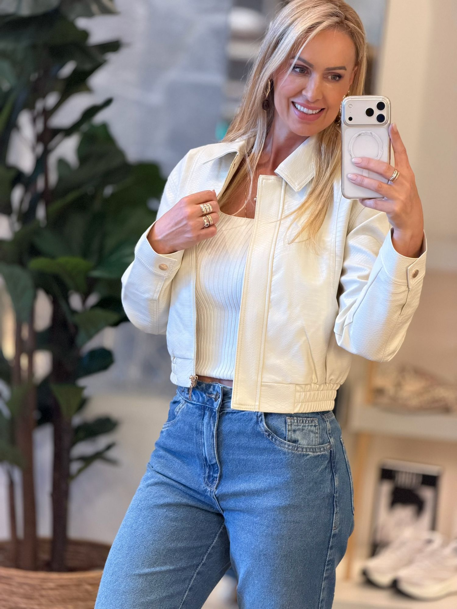 Jaqueta Lez a Lez Com Gola Em Pu Croco Off 0403